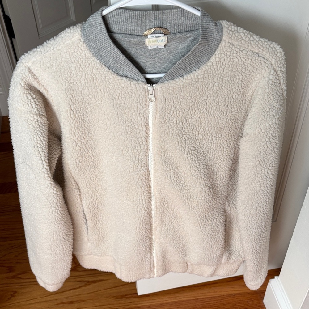 Crewcuts Cream Sherpa Fleece Sweater Jacket
